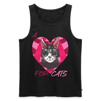 Liebes-Katzen-Kätzchen mit Herz-Katzen-Liebes-cool - Männer Premium Bio Tank Top - Schwarz - Vorne - AI Model Male 178 light (178cm)