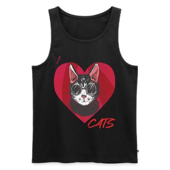 J’aime chat chaton coeur Bengal chat chat - - Débardeur bio Premium Homme - noir - Devant - Michal (187cm)