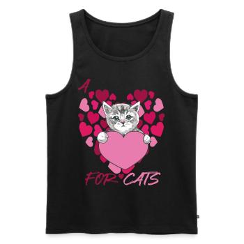 Cœurs pour chats Mignon chaton bébé avec cœur-Tom - Débardeur bio Premium Homme - noir - Devant - AI Model Male 178 light (178cm)