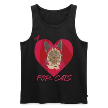 Cœur de chat Chaton mignon Amour Chats et chatons - Débardeur bio Premium Homme - noir - Devant - AI Model Male 178 light (178cm)