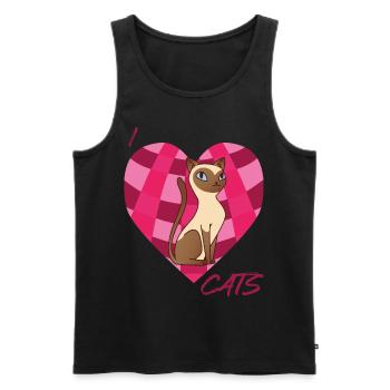 Siam Cat Love Cats Siamois Cat Heart pour chats et K - Débardeur bio Premium Homme - noir - Devant - Michal (187cm)