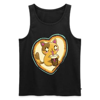 Chat mignon dans le cœur rétro Amour de chat avec les chats - Débardeur bio Premium Homme - noir - Devant - AI Model Male 178 light (178cm)