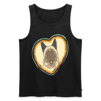 Heart for Cats-Tomcat-Love-Cats-Love - Men's Premium Organic Tank Top - black - Front - AI Model Male 178 light (178cm)