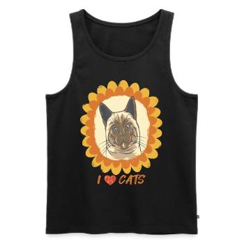 I love Cat Sunflower and Bengal Cat Nice - Men's Premium Organic Tank Top - black - Front - AI Model Male 178 light (178cm)