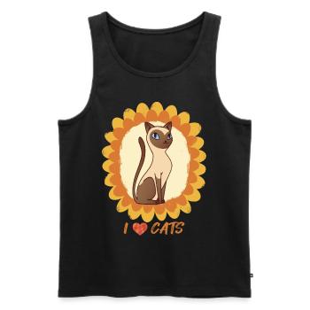 Ich liebe Katzen-Sonnenblume und siamesische Katze - Männer Premium Bio Tank Top - Schwarz - Vorne - Michal (187cm)