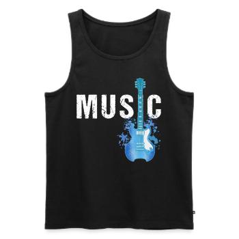 Musikgitarre akustische Elektrikgitarrist Aquarell - Männer Premium Bio Tank Top - Schwarz - Vorne - AI Model Male 178 light (178cm)