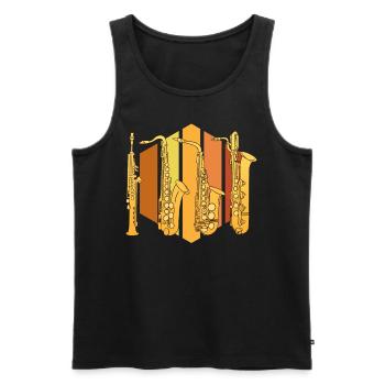 Retro -Saxophon -ästhetische Jazzmusiker - Männer Premium Bio Tank Top - Schwarz - Vorne - Michal (187cm)