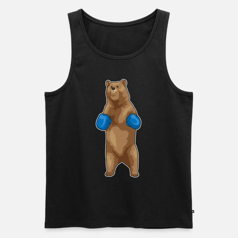 Bär Boxer Boxhandschuhe - Männer Premium Bio Tank Top - Schwarz