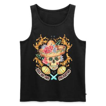 Crâne Totenkopf Sombrero-Crâne Dia-de-Los-Muertos - Débardeur bio Premium Homme - noir - Devant - Michal (187cm)