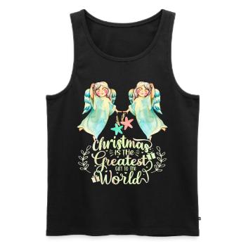 Angel, Angel Watercolor, Christmas Saying - Men's Premium Organic Tank Top - black - Front - AI Model Male 178 light (178cm)