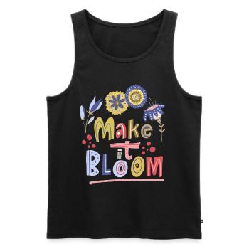 Dicton amoureux des fleurs, typographie fleur dicton - Débardeur bio Premium Homme - noir - Devant - AI Model Male 178 light (178cm)