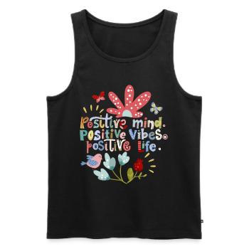 Motivation positive, ondes positives, typographie - Débardeur bio Premium Homme - noir - Devant - AI Model Male 178 light (178cm)