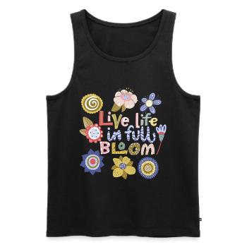 Fleurs kawaii, dicton kawaii, typographie disant - Débardeur bio Premium Homme - noir - Devant - AI Model Male 178 light (178cm)