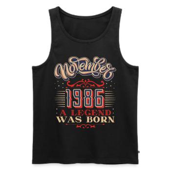Born-1986, Birthday, November-1986, 11-1986 - Men's Premium Organic Tank Top - black - Front - AI Model Male 178 light (178cm)