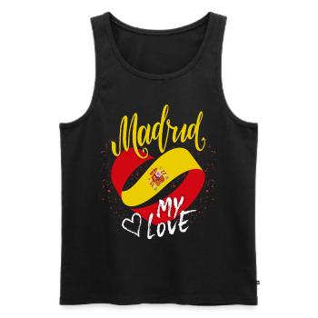 Madrid-Spain, flag, funny saying - Men's Premium Organic Tank Top - black - Front - Michal (187cm)