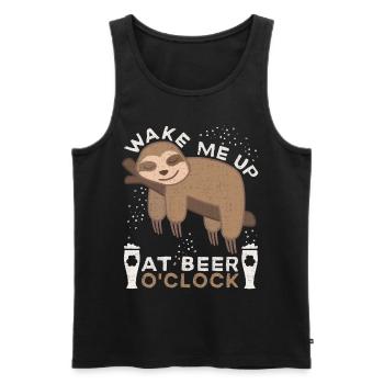 Faultier, lustiger Bier Spruch, Biertrinker Sloth - Männer Premium Bio Tank Top - Schwarz - Vorne - AI Model Male 178 light (178cm)