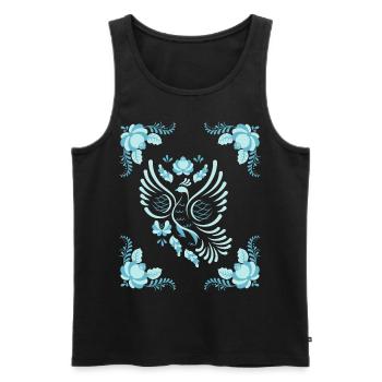 Volkskunst Friedenstaube, Gzhel Art, Gzhel-Kunst - Männer Premium Bio Tank Top - Schwarz - Vorne - AI Model Male 178 light (178cm)