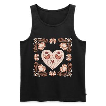 Volkskunst Herz und Vogel, Gzhel Art, Gzhel-Kunst - Männer Premium Bio Tank Top - Schwarz - Vorne - AI Model Male 178 light (178cm)