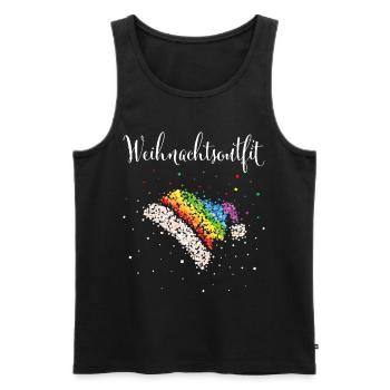 Weihnachtsoutfit Nikolausmütze Regenbogen LGBTQ - Männer Premium Bio Tank Top - Schwarz - Vorne - Michal (187cm)