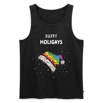 Chapeau du Père Noël Gay Pride Drapeau arc-en-ciel - Débardeur bio Premium Homme - noir - Devant - Michal (187cm)