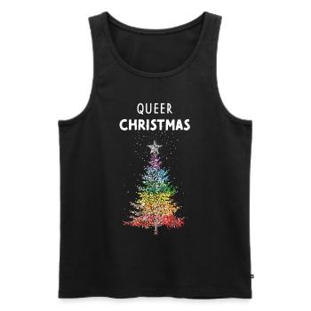 Arbre de Noël Queer LGBTQ Pride Arc-en-ciel - Débardeur bio Premium Homme - noir - Devant - AI Model Male 178 light (178cm)