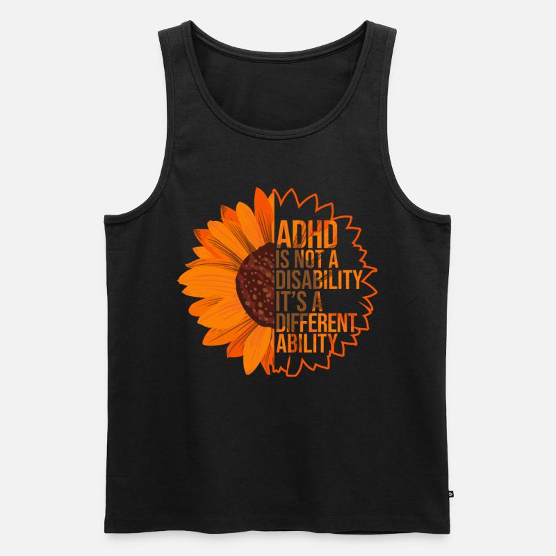 ADHS-Bewusstsein Sonnenblume - Männer Premium Bio Tank Top - Schwarz
