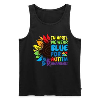 Autismus-Bewusstsein Sonnenblume - Männer Premium Bio Tank Top - Schwarz - Vorne - Michal (187cm)