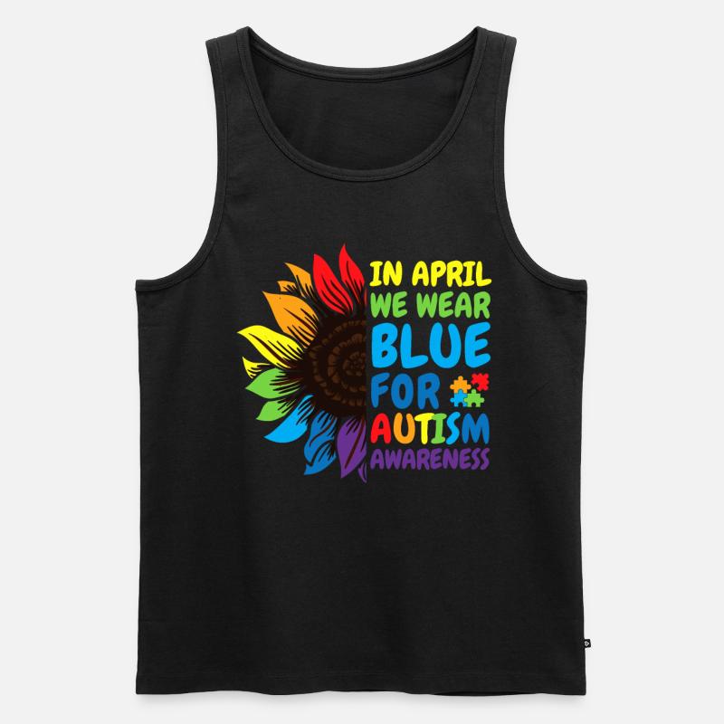 Autismus-Bewusstsein Sonnenblume - Männer Premium Bio Tank Top - Schwarz