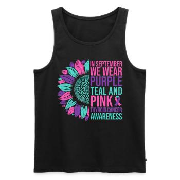 Thyriod Cancer Awareness Sonnenblume - Männer Premium Bio Tank Top - Schwarz - Vorne - Michal (187cm)