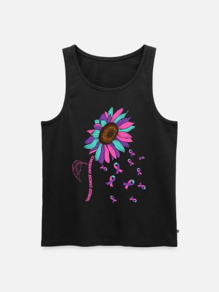 Thyriod Cancer Awareness Sunflower - Men's Premium Organic Tank Top - black
