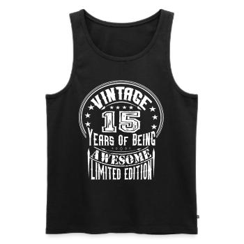 Vintage 15 Years Of Being Awesome Limited Edition - Männer Premium Bio Tank Top - Schwarz - Vorne - Michal (187cm)