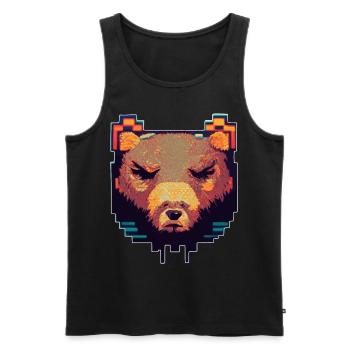 Bear Head Pixel Art 8 -Bit -Retro -Videospiel - Männer Premium Bio Tank Top - Schwarz - Vorne - Michal (187cm)