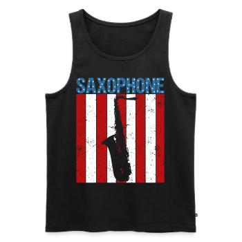 Amerikanische Flagge Vintage Saxophon Jazz Player - Männer Premium Bio Tank Top - Schwarz - Vorne - Michal (187cm)