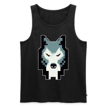 Pixel Art Wolf Head 8 -Bit -Retro -Videospiel - Männer Premium Bio Tank Top - Schwarz - Vorne - AI Model Male 178 light (178cm)