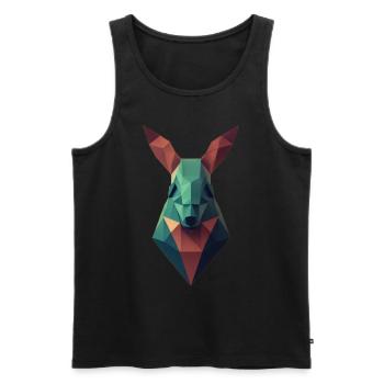 Geometrisches Känguroo -Kopf Polygon Bunt Poly Pol - Männer Premium Bio Tank Top - Schwarz - Vorne - Michal (187cm)