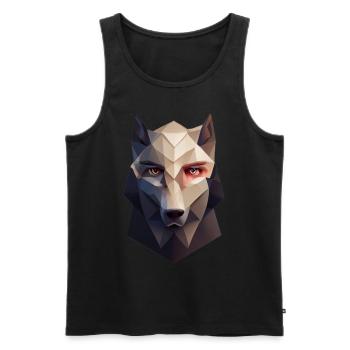 Geometrischer Wolfkopf Polygon niedrig Poly - Männer Premium Bio Tank Top - Schwarz - Vorne - AI Model Male 178 light (178cm)