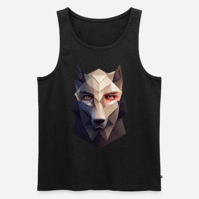 Geometrischer Wolfkopf Polygon niedrig Poly - Männer Premium Bio Tank Top - Schwarz