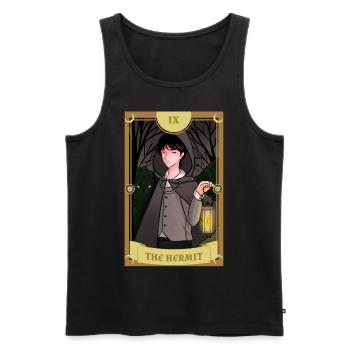 Anime -Tarot -Karte Der Einsiedler okkulte gotisch - Männer Premium Bio Tank Top - Schwarz - Vorne - AI Model Male 178 light (178cm)