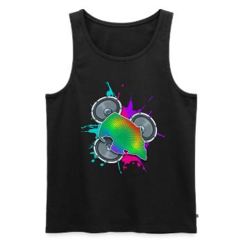 Fehmarn Lautsprecher Musik Bunt Insel - Männer Premium Bio Tank Top - Schwarz - Vorne - Michal (187cm)