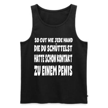 Hatte Schon Kontakt Zu Einem Penis - Männer Premium Bio Tank Top - Schwarz - Vorne - AI Model Male 178 light (178cm)