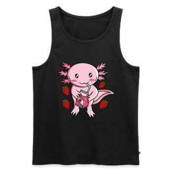 Kawaii Axolotl Erdbeermilch Milchshake Anime - Männer Premium Bio Tank Top - Schwarz - Vorne - AI Model Male 178 light (178cm)
