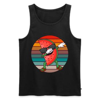 Retro Dabbing Wassermelonen Sommerferien Melone - Männer Premium Bio Tank Top - Schwarz - Vorne - AI Model Male 178 light (178cm)