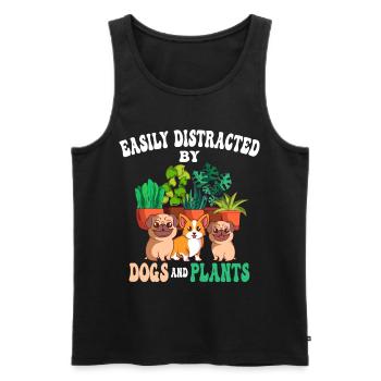 Easily Distracted By Dogs Plants Garden Gardener - Men's Premium Organic Tank Top - black - Front - Michal (187cm)