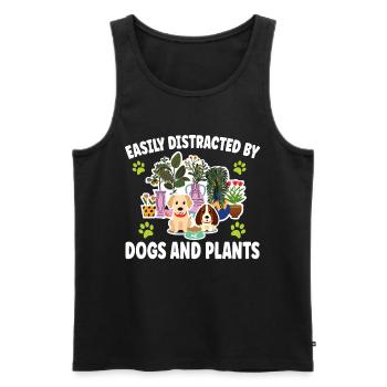 Easily Distracted By Dogs Plants Garden Gardener - Men's Premium Organic Tank Top - black - Front - Michal (187cm)