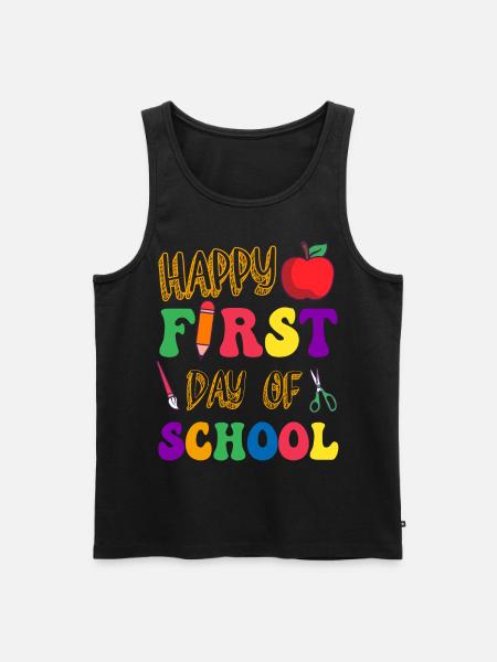 Happy First Day of School Back to School Teacher - Men's Premium Organic Tank Top - black