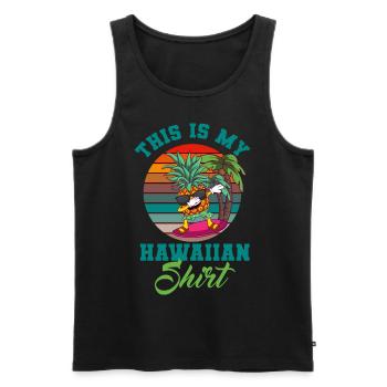 Ceci est ma chemise hawaïenne tamponnant ananas aloha - Débardeur bio Premium Homme - noir - Devant - AI Model Male 178 light (178cm)