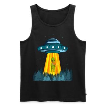 Weltraum Alien Raumschiff Katze Ufo Außerirdischer - Männer Premium Bio Tank Top - Schwarz - Vorne - AI Model Male 178 light (178cm)
