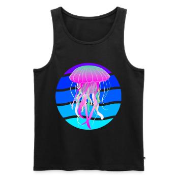 Méduse rétro Ocean Life Poissons Animaux marins - Débardeur bio Premium Homme - noir - Devant - Michal (187cm)
