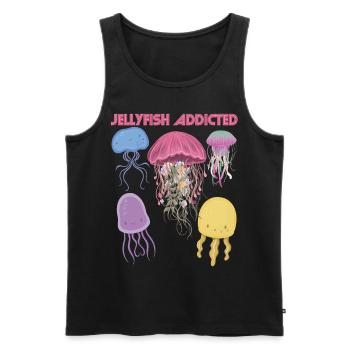 Jellyfish Addicted Sea Souvenir Ocean Life Underwater - Men's Premium Organic Tank Top - black - Front - Michal (187cm)