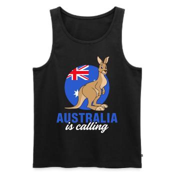 Kangaroo Australia appelle le drapeau de l’outback mignon K - Débardeur bio Premium Homme - noir - Devant - AI Model Male 178 light (178cm)